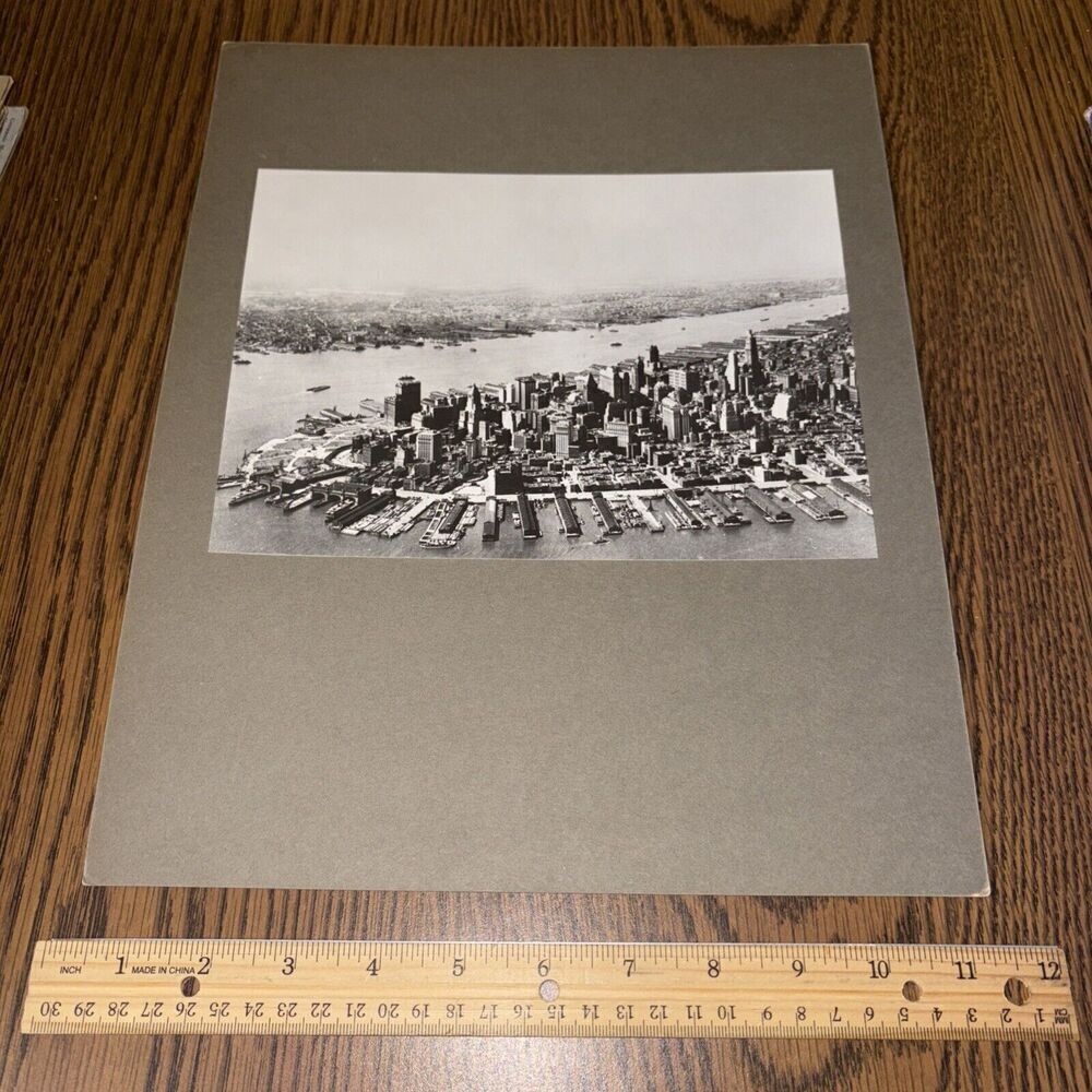 Vintage Manhattan from Air New York City Mounted American Architecture Photo